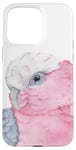 Coque pour iPhone 15 Pro Max Galah rose rosalbin cacatoo aquarelle portrait