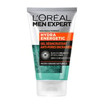 L'Oréal Men Expert - Gel Désincrustant Anti-Pores Encrassés pour Homme - Soin Visage Exfoliant - Concentré en Micro-Grains Naturels - Tous Types de Peaux - Hydra Energetic - 100 ml