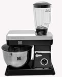 Herzberg, HG5065-BK, Robot Petrin Multifonction, Blender en Verre 1.7L, Puissance 1800 W max, Réglage de 6 Vitesses, Capacité du Bol 6.5L, Inox, Couleur Noir