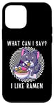 Coque pour iPhone 12 mini Mignon chat kawaii chaton What Can i Say I Like Ramen Nouilles