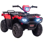 HOMCOM elektrisk fyrhjuling för barn med LED och musik, elbil, barnbil för barn från 3 år och uppåt, barnmotorcykel, svart + röd, 88 x 45 x 50 cm