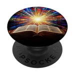 Open Bible with Radiant Light and Colorful Art PopSockets Adhesive PopGrip