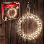 The Christmas Workshop 89060 Crystal Gem Wreath Light / 100 Warm White LEDs / 16 Inch Diameter/Battery Operated/Hanging Ribbon Included/Silver Frame Colour/Static Christmas Lighting