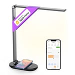 VOCOlinc Smart Lampe de Bureau LED avec Chargeur Sans Fil 10W, Compatible avec HomeKit/Alexa/Google Home, Gradation en Continu, Contrôle Vocal/App/Tactile, avec Minuterie, Fonction Mémoire