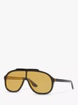 Gucci GG1038S Men's s Pilot Sunglasses, Black/Yellow