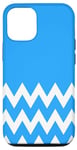 Coque pour iPhone 14 Pro Motif rétro zigzag chevron bleu et blanc
