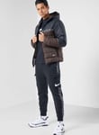 Mens Nike Quilted Therma Fit Insulated Fill Jacket Coat Swoosh Black Brown Large