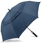 ZOMAKE Grand Parapluie de Golf L - Parapluies de Golf Grande Taille 1-2 Personnes Anti Tempete - Extra Large Automatique Umbrella Golf Double Canopée De Homme Femme(Bleu Marin)