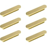 Ccykxa - 6pcs poignées Laiton Brossé Poignee de Meuble Cuisine Or -poignées de placard Poignée de Meuble en Laiton Brossé Entraxe 64mm