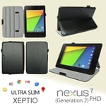 Housse Cuir Style luxe Ultra Slim nouvelle Google Nexus 7 2 FHD noire 16Gb et 32 Gb 2013 (Nexus 7 Generation 2) avec Multi Stand et fonctions Smart Cover - Etui XEPTIO authentique noir New ASUS Google Nexus 7 2 II Tablet -  ! Accessoires XEPTIO