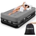 Lewondr Matelas Gonflable 1 Place avec Pompe Intégrée, 191x99x46CM Matelas Gonflable Rapide en 2 Minutes Lit Gonflable pour Camping Maison Invités Voyages(250kg Max), Gris