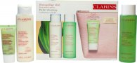 Clarins Perfect Cleansing Kit for Combination to Oily Skin Gift Set 200ml Velvet Cleansing Milk + 200ml Purifying Toning Lotion + 30ml Purifying Gentle Foaming Cleanser + Bag