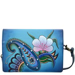 Anna by Anuschka Women's Handpainted Leather Two Fold Wallet on a String, Dpf-denim Paisley Floral, One Size, Women's Handpainted Leather Two Fold Wallet on a String