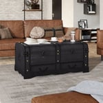 The Living Store - Coffre de rangement en bois Large Noir Noir