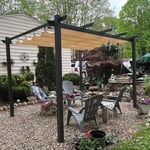 PURPLE LEAF Pergola Aluminium 3 x 3 m Tissu Teint en Fil, Pergola pour Terrasse Extérieur, Pergola Jardin Extérieur Toit Coulissante, Pavillon de Jardin, Kaki