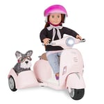 Our Generation Kit de Jeu de véhicule, Casque et Side-Car, Accessoires de poupée de 46 cm, Jeu de rôle, Jouet pour Enfants à partir de 3 Ans, Scooter avec Side-Car