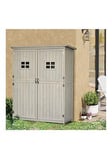 Outsunny Wooden Garden Shed With Windows, Double Door 27.5L X 50W X 164H Cm