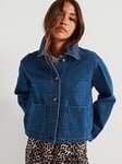 Only Denim Long Sleeve Pocket Jacket - Blue, Blue, Size Xs, Women