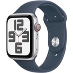 APPLE Apple Watch Se Gps + Cellular - 44 Mm Silver Aluminiumfodral Storm Blue Sport Band M/l