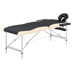 vidaXL Hopfällbar massagebänk 2 sektioner aluminium svart och beige 110229