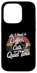 Coque pour iPhone 14 Pro Drôle rétro parfait pour les amateurs de chat et de café