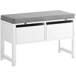 Sobuy - FSR88-W Banc de Rangement avec Coussin Rembourré Meuble Bas Entrée Commode à Chaussure Banquette Confortable avec 2 Tiroirs