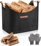 Panier À Bois Pour Bois De Chauffage, Panier À Bûches Panier En Feutre Feutre Très Épais Avec Poignée Renforcée Et Gants Panier En Bois Pliable Pour Le Shopping, Journal, Bois De Chauffage