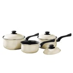 Chic Ivory Cream Carbon Steel 3-Piece Pan Set Non-Stick Gas & Electric Hobs