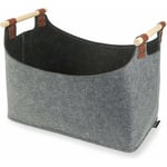 Jusch - Panier à Bûches, Grande Panier en Feutre Buche avec 2 Poignées Panier de Rangement Bûches Pliable Sac à Bûches en Feutre pour Bois de