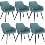 Lot de 6 Chaises de salle à manger avec accoudoirs Woltu Chaise de cuisine, Chaise de salon en Velours, Pieds en métal, Vert Turc