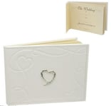 Bride and Groom Wedding Day Reception  Guest Book  with Diamante Heart