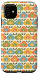 Coque pour iPhone 11 Rose Vert Bleu Jaune Fun Géométrique Fleurs Scandinaves