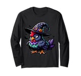 Scary Halloween Chicken Witch Hat Costume Spooky Season Long Sleeve T-Shirt