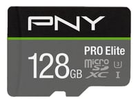 PNY PRO Elite - Carte mémoire flash (adaptateur microSDXC vers SD inclus(e)) - 128 Go - A1 / Video Class V30 / UHS-I U3 / Class10 - microSDXC UHS-I