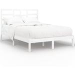 Lit double - 140x200 cm, Lit adulte et enfants, Cadre de lit sans matelas blanc bois massif FR658575 Maison Chic