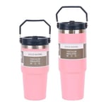 Stainless Steel Tumbler with Straw, 20oz/30oz Cup Travel Mug Water Bottle Thermos for Hot and Cold Coffee Vacuum Insulated Water Bottle for Home, Office or Car (Pink, 30oz)