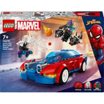 Marvel 76279 La Voiture de Course de Spider-Man contre le Bouffon Vert Venomisé, Jouet avec Minifigurines de Super-héros  