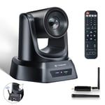 TONGVEO 5.8GHz Wireless Conference Room Webcam, Church Live Streaming 3X USB 1080P 60fps PTZ Camera for Worship Services Online Conference, Works with Zoom, Skype OBS Easy to Set Up