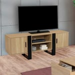 Idmarket - Meuble tv 140 cm phoenix 2 portes bois et noir - Bois-clair