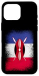 Coque pour iPhone 16 Pro Max Drapeau France Kenya Bouclier et lances Kenya