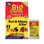 The Big Cheese Rat & Mouse Killer Grain Bait Sachet - 25g x 6 Kills Mice Pre-Measured Chew Through Sachet Difenacoum, Blue