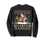 Santa Riding Coyote Boys Girls Kids Ugly Christmas Sweatshirt