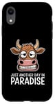 Coque pour iPhone XR Just Another Day In Paradise Cow Humour Sarcasme Femmes Hommes