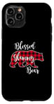 Coque pour iPhone 11 Pro Blessed Glammy Bear Red Buffalo Check Plaid Cadeau pour grand-mère