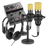 Podcast Kit with CM400B Condenser Microphones, Desktop Mixer, Headphones & Stand