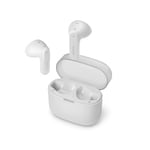 PHILIPS TAT2139WT/00 True Wireless In Ear Bluetooth Headphones - Small buds. Great value Natural sound. Dynamic bass, Pocket-sized charging case, Clear calls - White