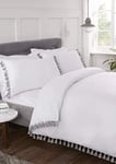 Rapport White Tassel Super King Duvet Cover Set Quilt Cover Bedding Set', TASSEL-SKNG-WHIT