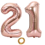 Ballons nombre 21 rosegold numéro 21 Ballon 21 rosegold film plastique 21e anniversaire deco femme, 32 pouces Grand ballon nombre 21 géant hélium film 21 ans anniversaire femme deco femme