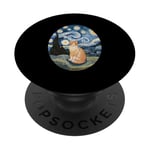 Robe Nuit Étoilée et Robe Van Gogh Chat Orange Chat Roux PopSockets PopGrip Adhésif