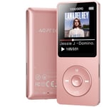 AGPTEK 16Go MP3 Bluetooth 5.0 avec Boutons Tactiles et Écouteur, Lecteur de Musique Sport HiFi Écran 1.8'' avec Podomètre, Radio FM, Enregistrement Vocal, Carte TF Jusqu’à 128Go(Non Incluse) - Or Rose